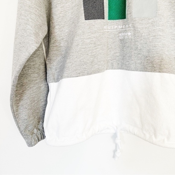 Adidas EQT Pullover Gray Green Windbreaker Hoodie Jacket Womens Size XS - Picture 7 of 8